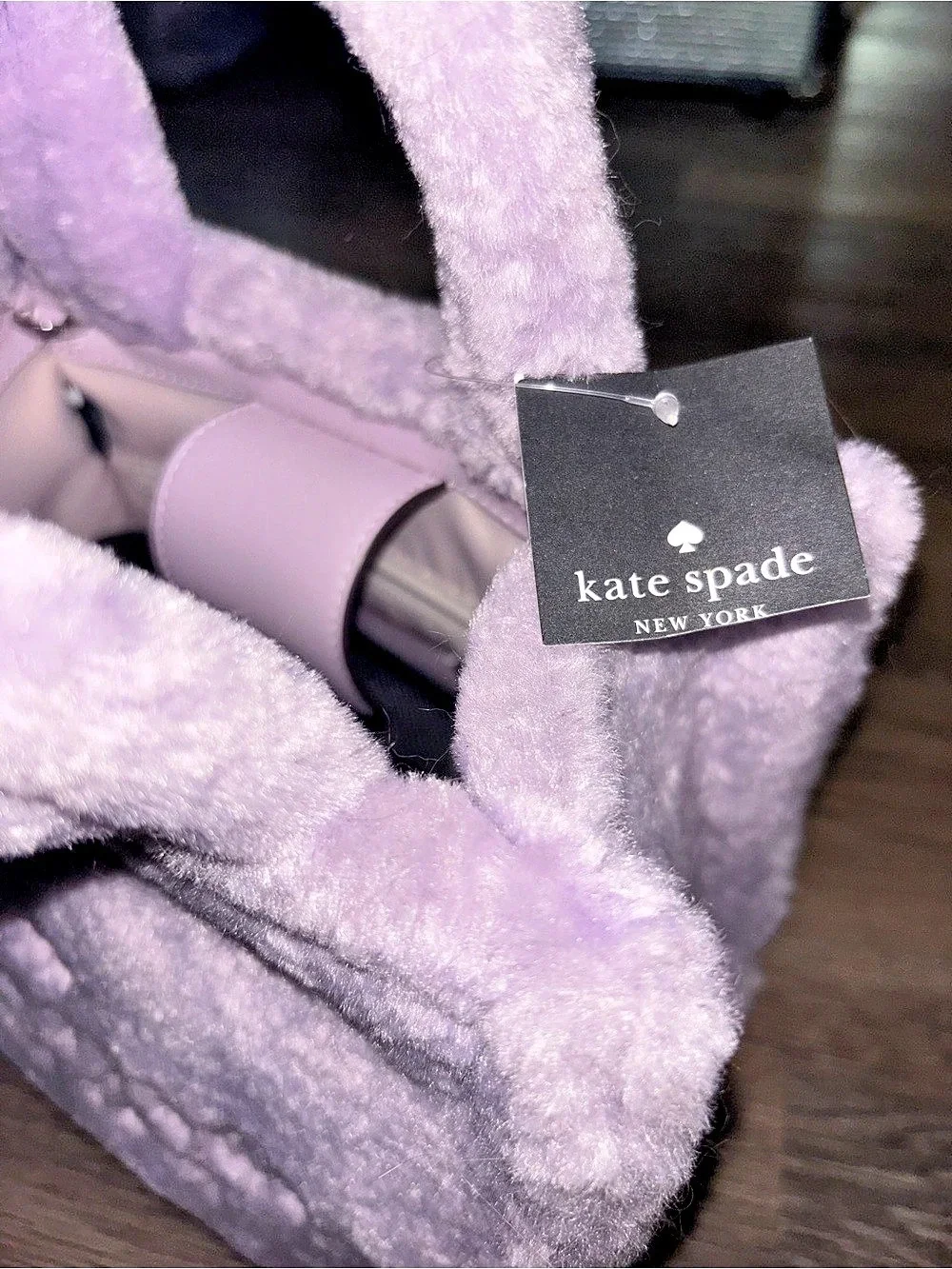 Kate Spade Ellie Small Tote Faux Fur Small Tote Purple NWT